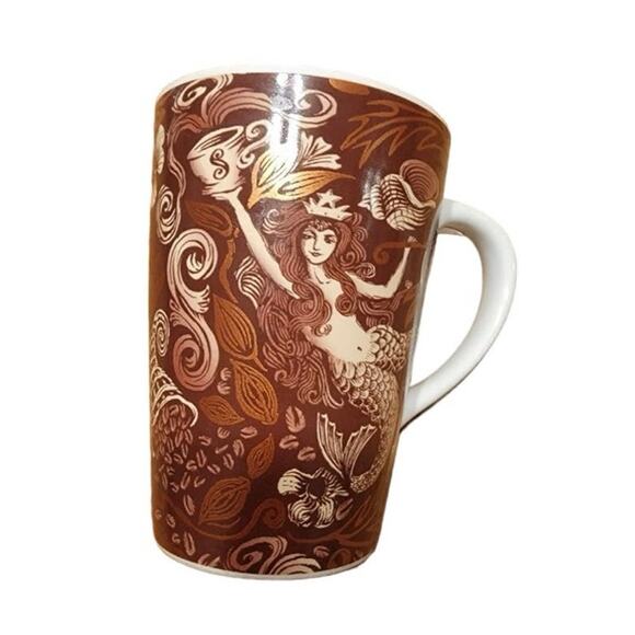 Starbucks 2006 Anniversary Mug Split Tail Mermaid Siren Copper Brown 12 oz - Picture 1 of 5